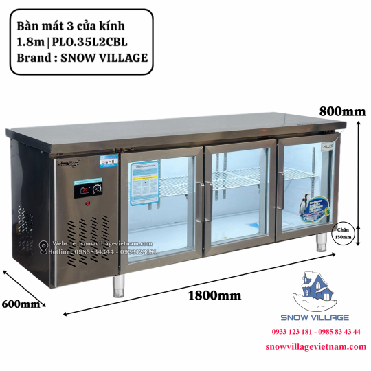 Bàn mát 3 cửa kính 1.8m PLO.35L2CBL