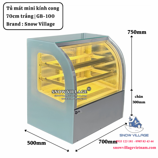 Tủ mát mini kính cong 70cm trắng GB-100