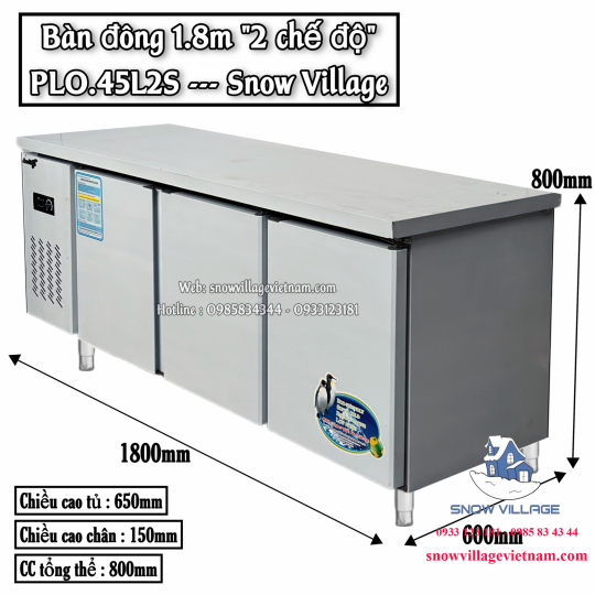 Bàn đông 1.8m 2 chế độ PLO.45L2S