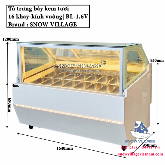 Tủ đông trưng bày kem 16 khay BL-1.6V