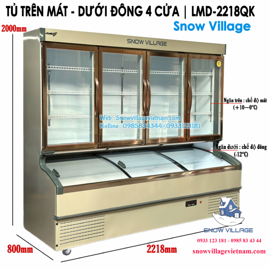 Tủ trên mát dưới đông siêu thị LMD-2218QK