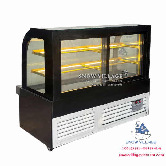 Tủ bánh kem kính cong 1.8m 3 tầng