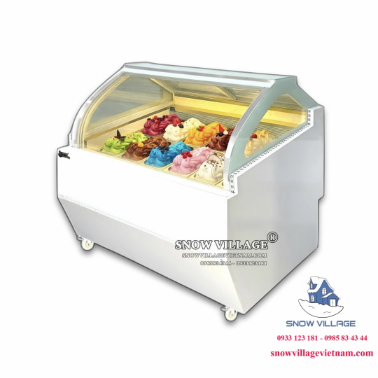 Tủ đông trưng bày kem kính cong 12 khay BL-1.2