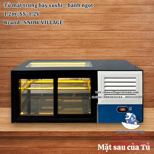 Tủ mát trưng bày sushi - bánh ngọt 1.2m SS-1.2V