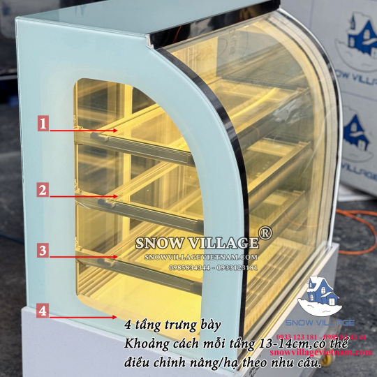 Tủ mát mini kính cong 4 tầng GB-120.Z4