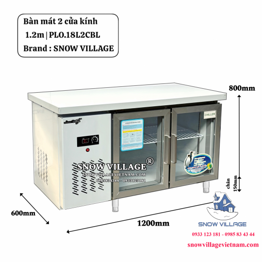Bàn mát cửa kính 1.2m PLO.18L2CBL