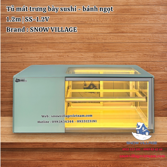 Tủ mát trưng bày sushi - bánh ngọt 1.2m SS-1.2V