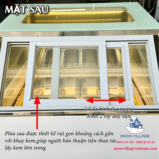 Tủ đông trưng bày kem kính cong 12 khay BL-1.2