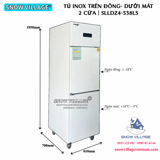 Tủ đông 2 cánh inox 2 chế độ SLLDZ4-538LS