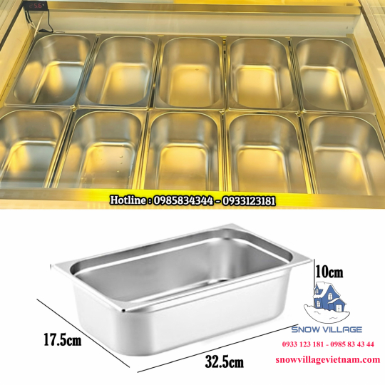 Tủ đông trưng bày kem  kính cong 10 khay BL-1.0