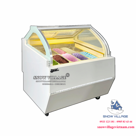 Tủ đông trưng bày kem  kính cong 10 khay BL-1.0