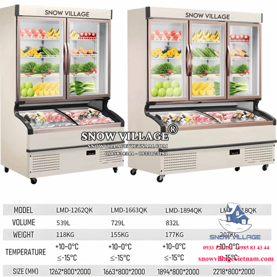 Tủ trên mát dưới đông siêu thị LMD-2218QK