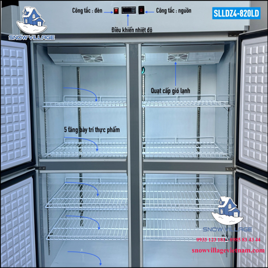 Tủ đông 4 cánh inox quạt lạnh SLLDZ4-820LD