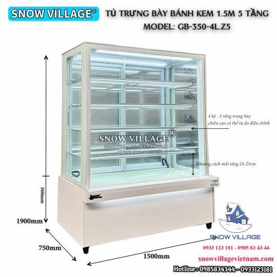 Tủ bánh 5 tầng 1.5m GB-350-4L.Z5
