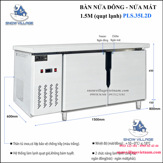 Bàn nửa đông - nửa mát quạt lạnh 1.5m PLS.35L2D