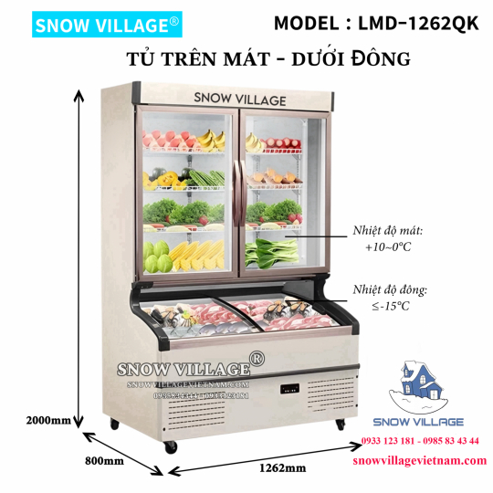 Tủ trên mát dưới đông siêu thị LMD-1262QK