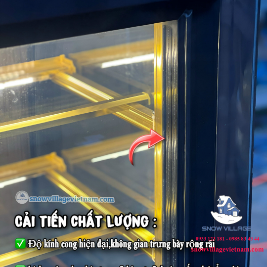 Tủ bánh kem kính cong 1.8m 3 tầng