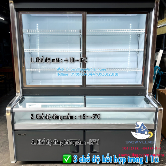Tủ trên mát dưới đông 3 chế độ 1.6m DC-1600HY