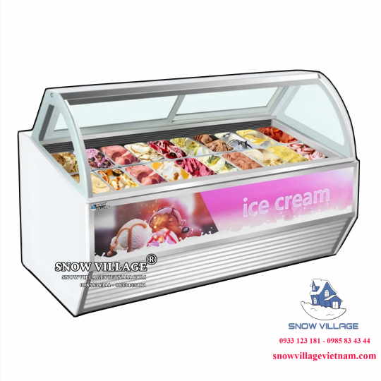 Tủ trưng bày kem tươi kính cong 20 khay BL-2.0
