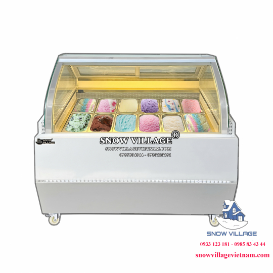 Tủ đông trưng bày kem kính cong 12 khay BL-1.2