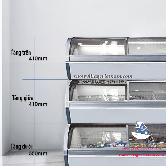 Tủ trưng bày kem 3 tầng 1.2m BJL-12