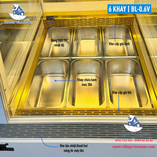Tủ trưng bày kem tươi 6 khay BL-0.6V