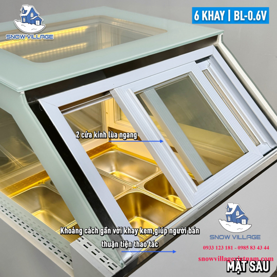 Tủ trưng bày kem tươi 6 khay BL-0.6V