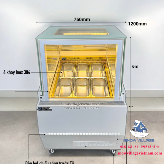 Tủ trưng bày kem tươi 6 khay BL-0.6V