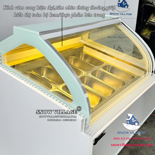 Tủ đông trưng bày kem  kính cong 10 khay BL-1.0