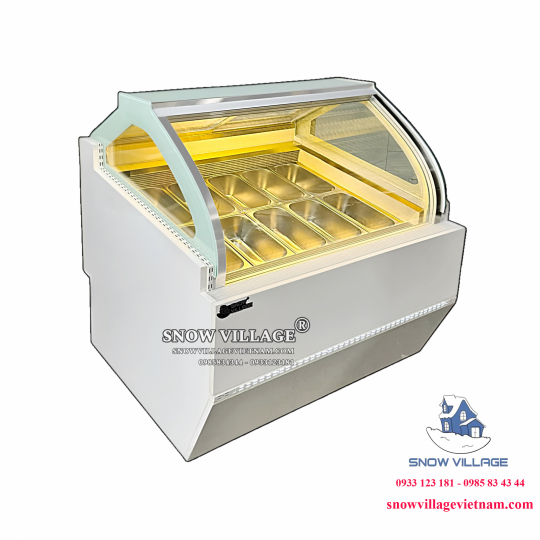Tủ đông trưng bày kem kính cong 12 khay BL-1.2