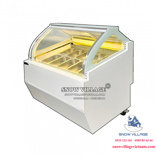 Tủ đông trưng bày kem kính cong 12 khay BL-1.2