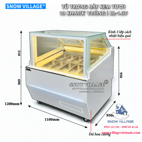 Tủ đông trưng bày kem 10 khay BL-1.0V