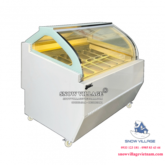 Tủ đông trưng bày kem kính cong 12 khay BL-1.2