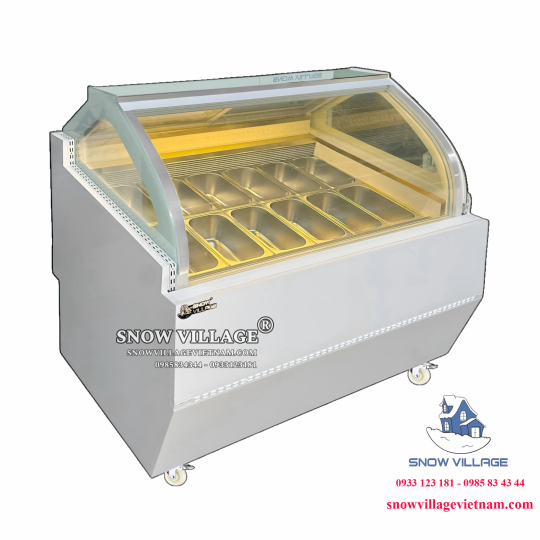 Tủ đông trưng bày kem kính cong 12 khay BL-1.2