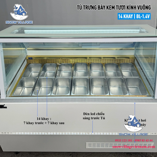 Tủ đông trưng bày kem tươi 14 khay BL-1.4V