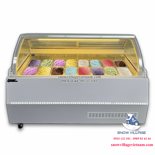 Tủ trưng bày kem kính cong 16 khay BL-1.6