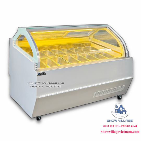 Tủ trưng bày kem kính cong 16 khay BL-1.6