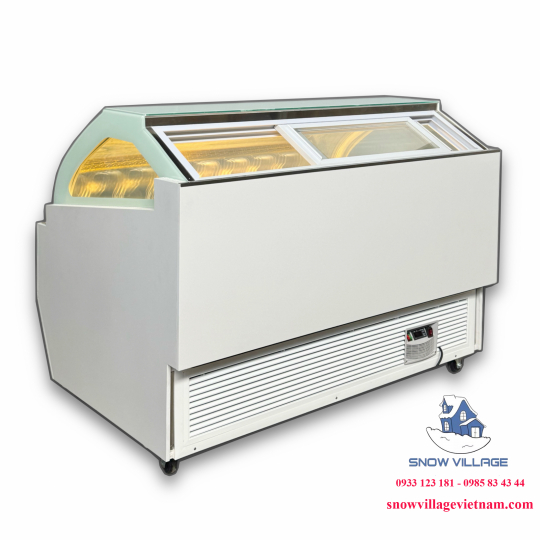 Tủ trưng bày kem kính cong 16 khay BL-1.6