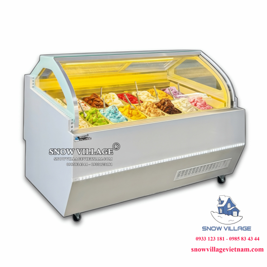 Tủ trưng bày kem tươi kính cong 20 khay BL-2.0