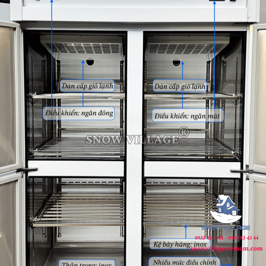 Tủ nửa đông + nửa mát 4 cánh inox 900L SLLDZ4-820LS