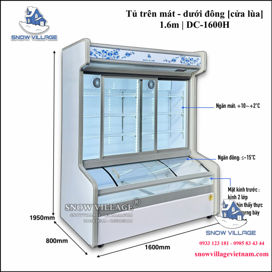 Tủ trưng bày trên mát-dưới đông DC-1600H