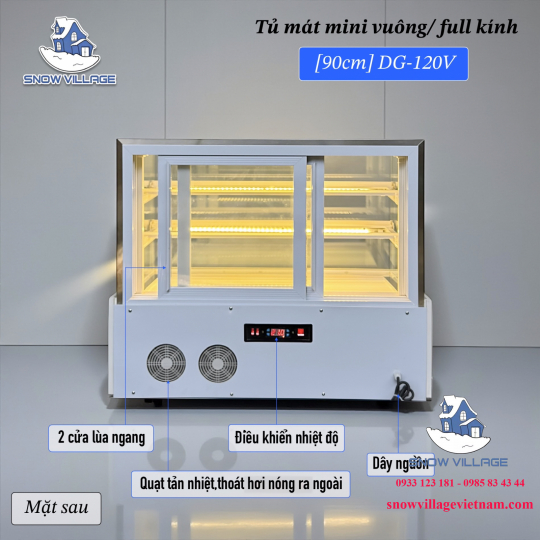 Tủ mát mini vuông full kính 90cm DG-120V