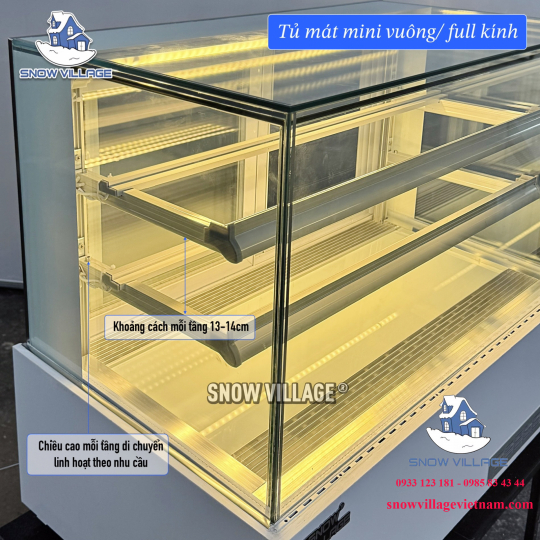 Tủ mát mini vuông full kính 90cm DG-120V