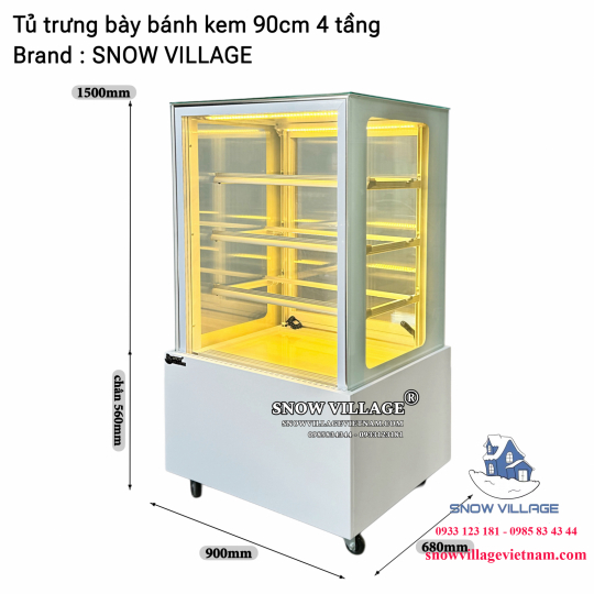 Tủ bánh kem 90cm 4 tầng GB-250-4L.Z4