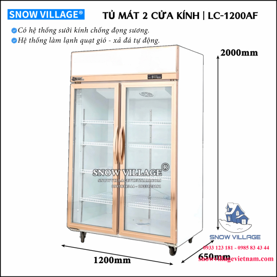 Tủ mát trưng bày 2 cửa (Quạt lạnh) LC-1200AF