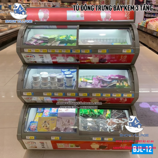 Tủ trưng bày kem 3 tầng 1.2m BJL-12
