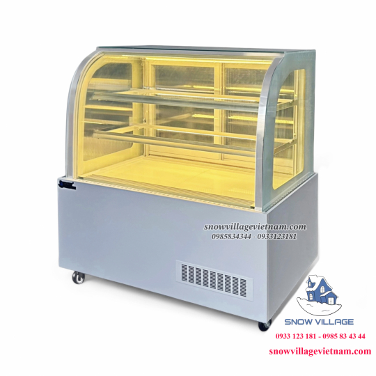 Tủ bánh kem kính cong 1.2m 3 tầng