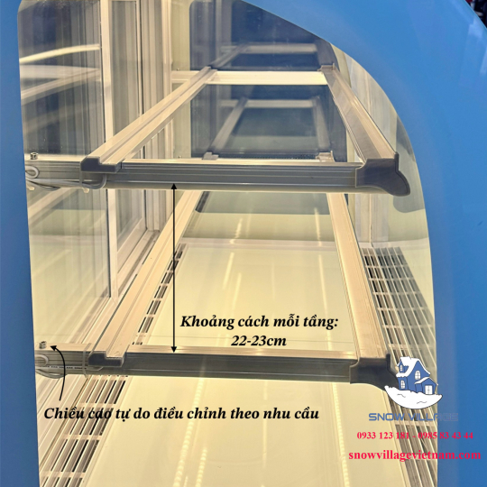 Tủ bánh kem kính cong 1.2m 3 tầng