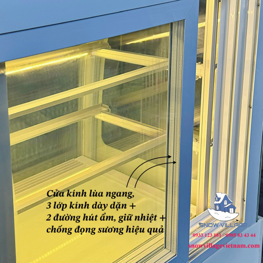 Tủ bánh kem kính cong 1.2m 3 tầng