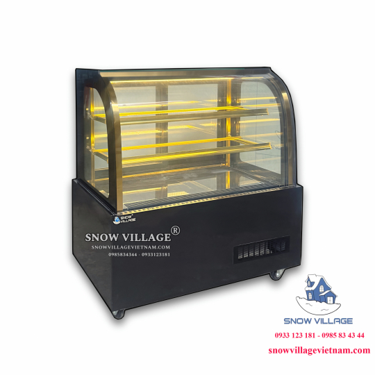 Tủ bánh kem kính cong 1.2m 3 tầng